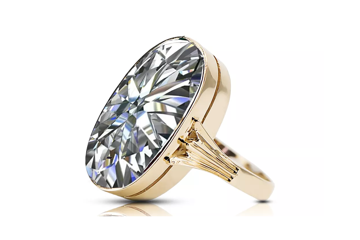 14k żółte złoto Cyrkonia Pierścionek Styl Vintage vrc113y